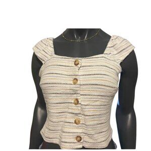 Rewind Women’s Striped Summer Top | Size M | Button-Down Style | Free Shipping